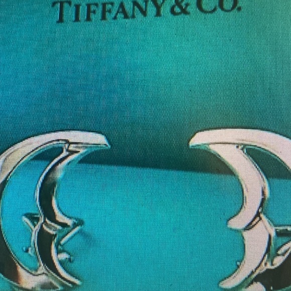 Tiffany&Co. Elsa  Peretti 💯 Authentic Sterling Silver Crescent Moon Earrings - Picture 9 of 9